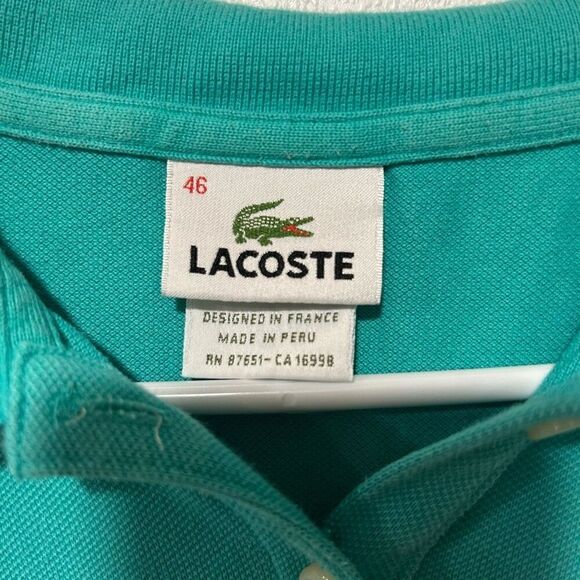 Lacoste Classic Fit Polo Shirt Teal Green Size 46 - Picture 3 of 9
